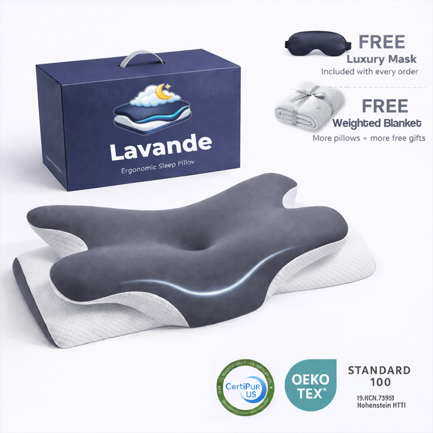 Lavande™ Neck Support Pillow, Premium Memory Foam